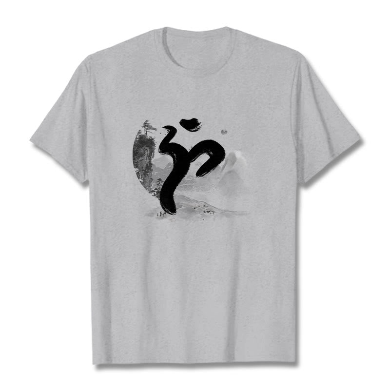 Buddha StonesOM 風景 コットン Tシャツ - ライトグレー - 2XL - image 20