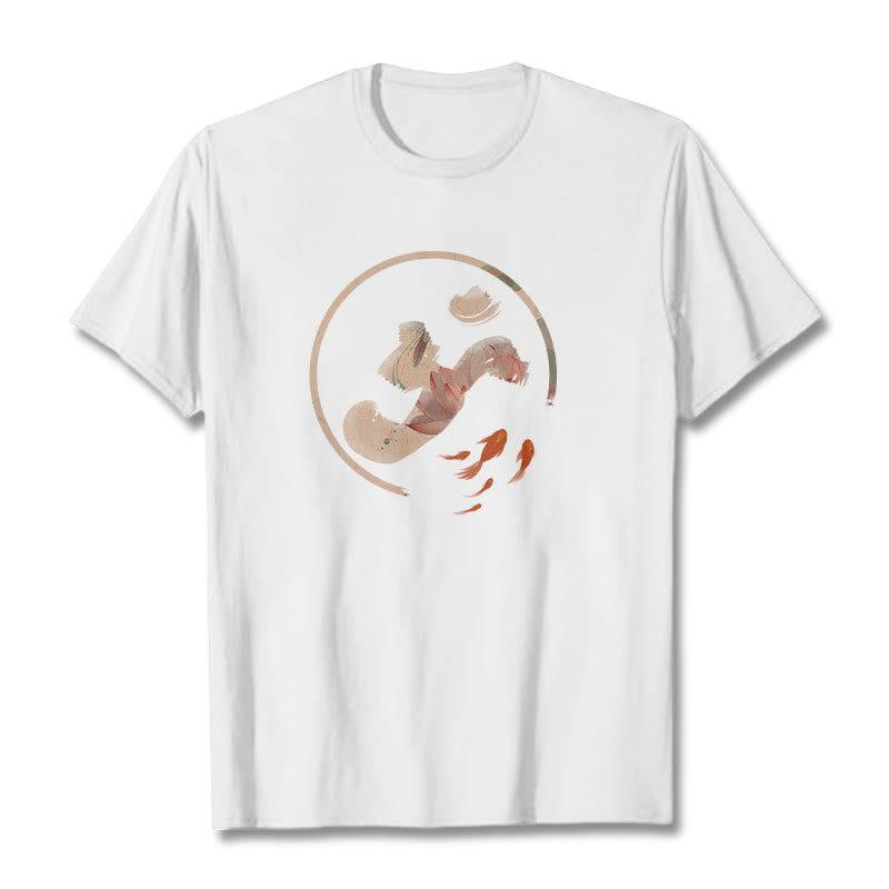 Buddha StonesOM 蓮鯉コットンTシャツ - 白 - 2XL - image 1