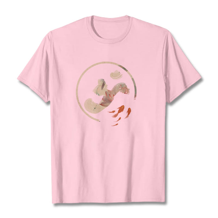 Buddha StonesOM 蓮鯉コットンTシャツ - ライトピンク - 2XL - image 13