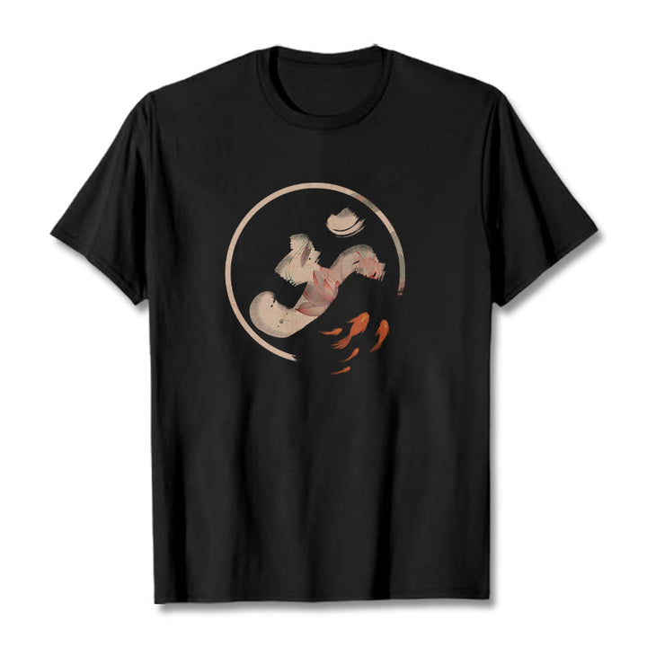 Buddha StonesOM 蓮鯉コットンTシャツ - 黒 - 2XL - image 5
