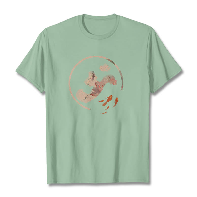 Buddha StonesOM 蓮鯉コットンTシャツ - ペールグリーン - 2XL - image 15