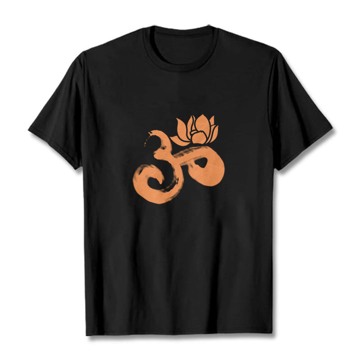 Buddha StonesOM ロータスフラワー コットンTシャツ - 黒 - 2XL - image 7