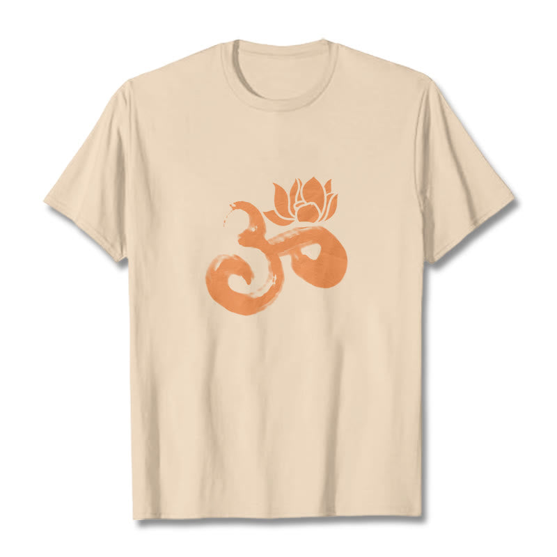 Buddha StonesOM ロータスフラワー コットンTシャツ - ビスク - 2XL - image 1