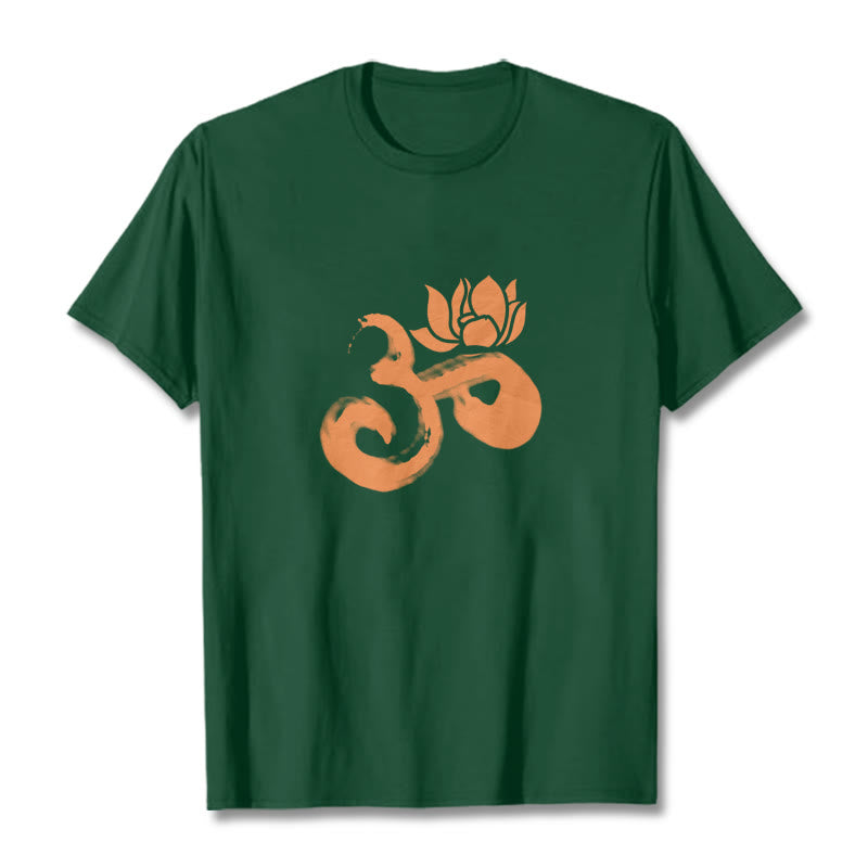 Buddha StonesOM ロータスフラワー コットンTシャツ - フォレストグリーン - 2XL - image 10