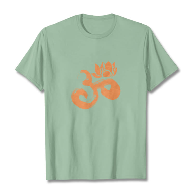 Buddha StonesOM ロータスフラワー コットンTシャツ - 淡い緑色 - 2XL - image 14