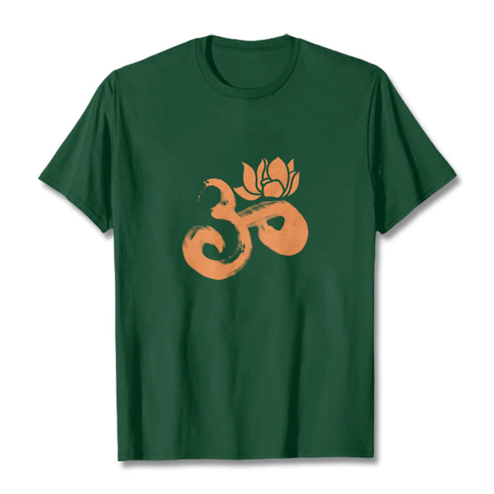 Buddha StonesOM ロータスフラワー コットンTシャツ - フォレストグリーン - 2XL - image 11