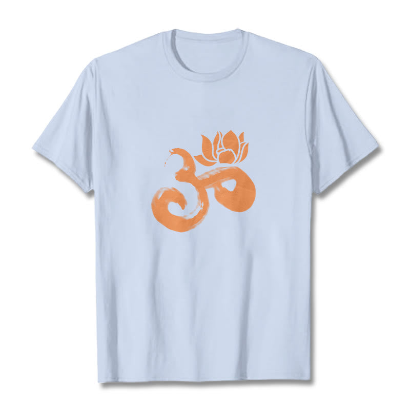 Buddha StonesOM ロータスフラワー コットンTシャツ - ライトシアン - 2XL - image 18