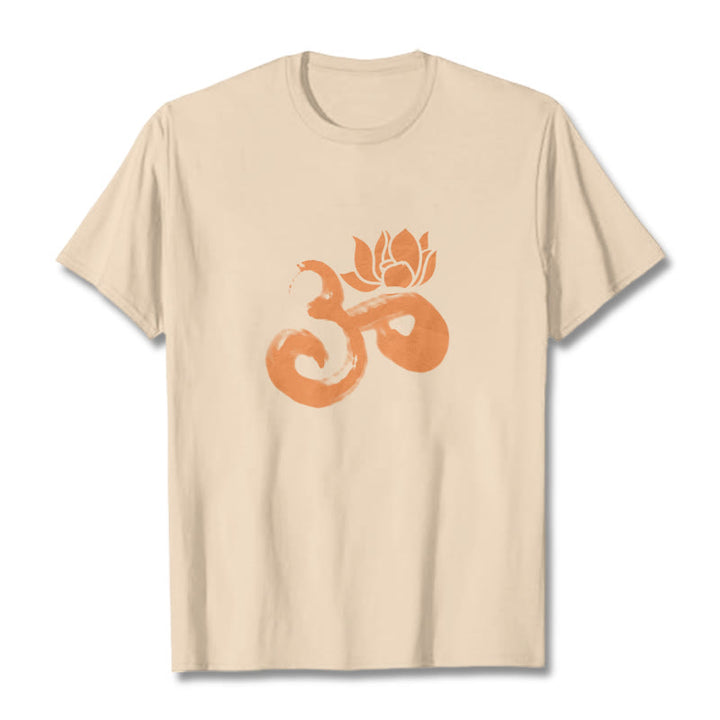 Buddha StonesOM ロータスフラワー コットンTシャツ - ビスク - 2XL - image 0
