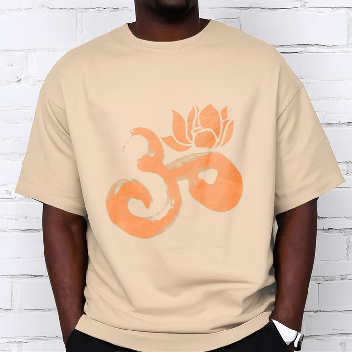 Buddha StonesOM ロータスフラワー コットンTシャツ - image 1