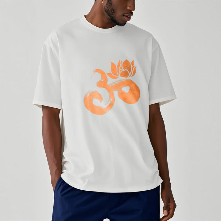 Buddha StonesOM ロータスフラワー コットンTシャツ - image 5