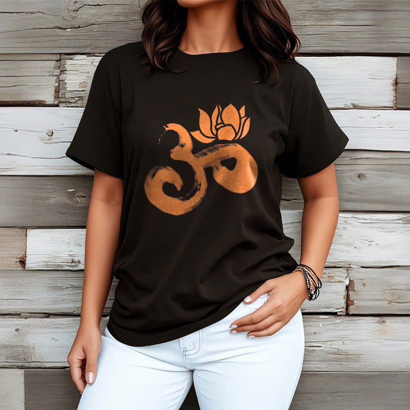 Buddha StonesOM ロータスフラワー コットンTシャツ - image 8
