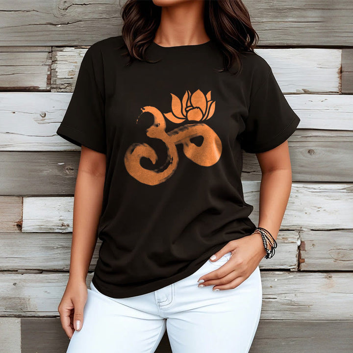Buddha StonesOM ロータスフラワー コットンTシャツ - image 8