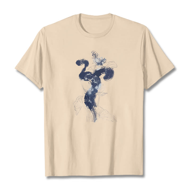 Buddha StonesOM 蓮の花の背景 コットンTシャツ - ビスク - 2XL - image 10