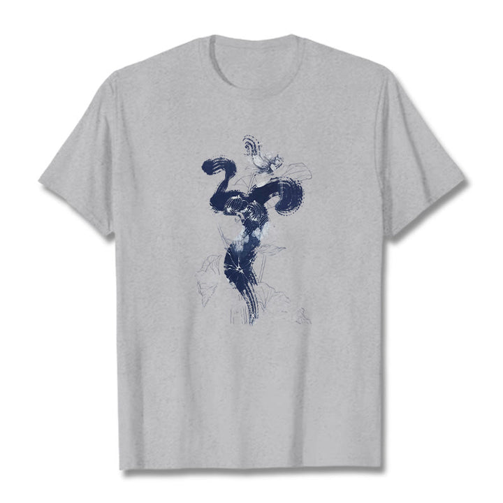 Buddha StonesOM 蓮の花の背景 コットンTシャツ - ライトグレー - 2XL - image 20