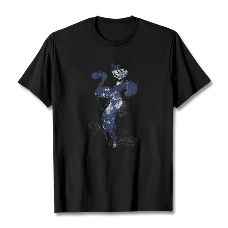 Buddha StonesOM 蓮の花の背景 コットンTシャツ - 黒 - 2XL - image 4