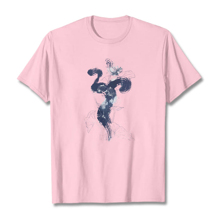 Buddha StonesOM 蓮の花の背景 コットンTシャツ - ライトピンク - 2XL - image 13