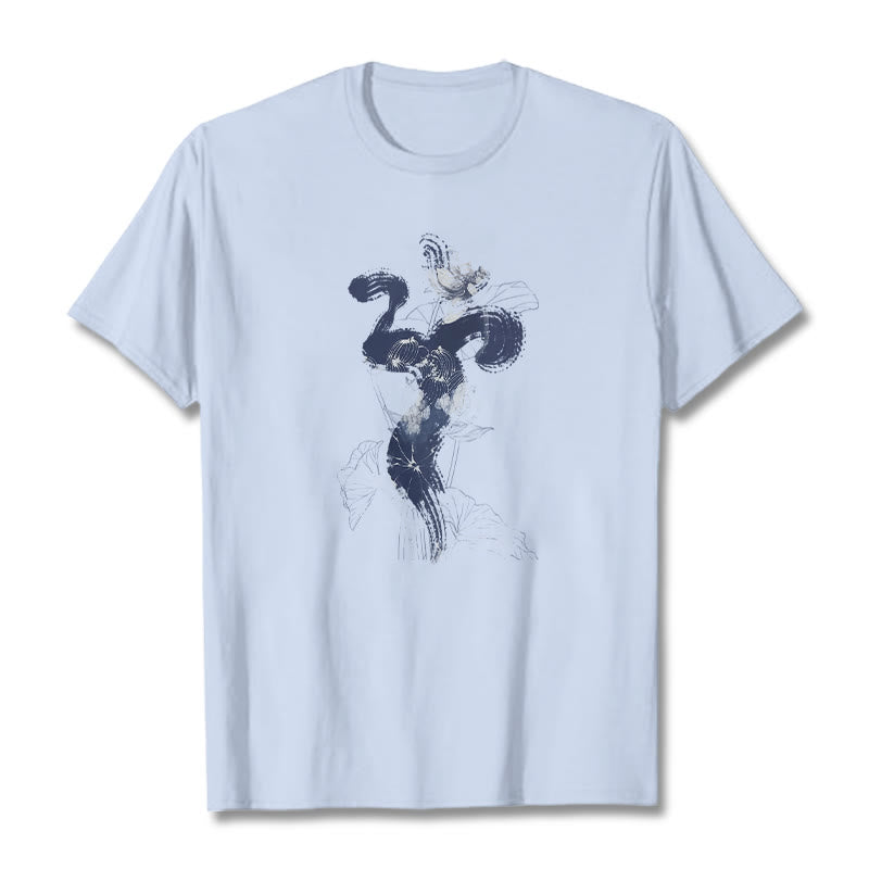 Buddha StonesOM 蓮の花の背景 コットンTシャツ - ライトシアン - 2XL - image 18