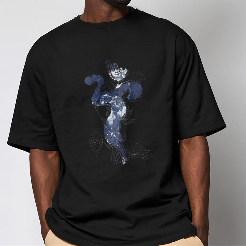 Buddha StonesOM 蓮の花の背景 コットンTシャツ - image 6