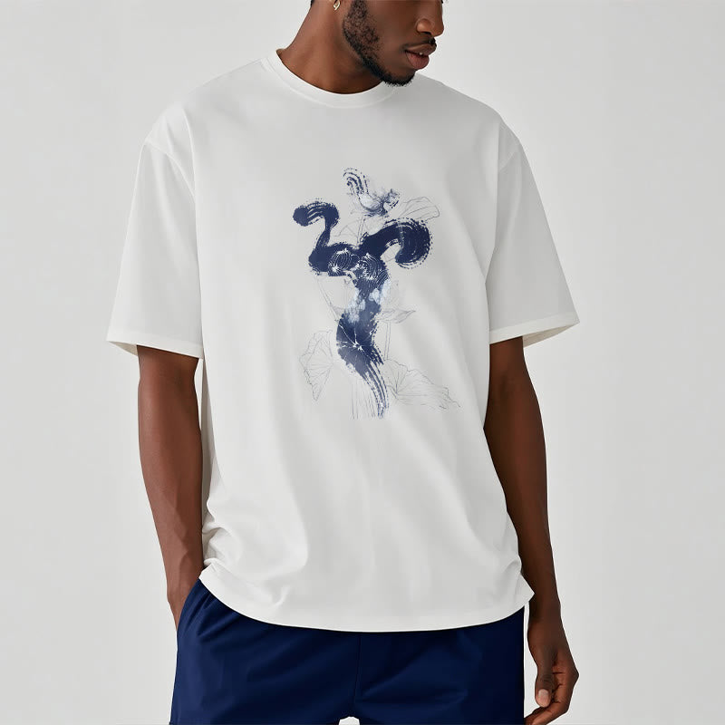 Buddha StonesOM 蓮の花の背景 コットンTシャツ - image 2