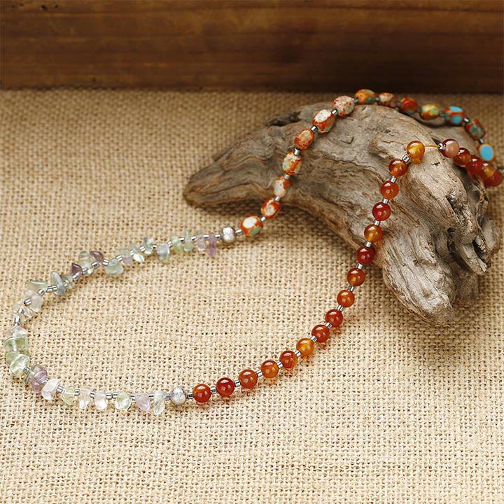 Buddha Stonesフローライト レッドアゲート エンペラーストーン パワー トリプルラップブレスレット
