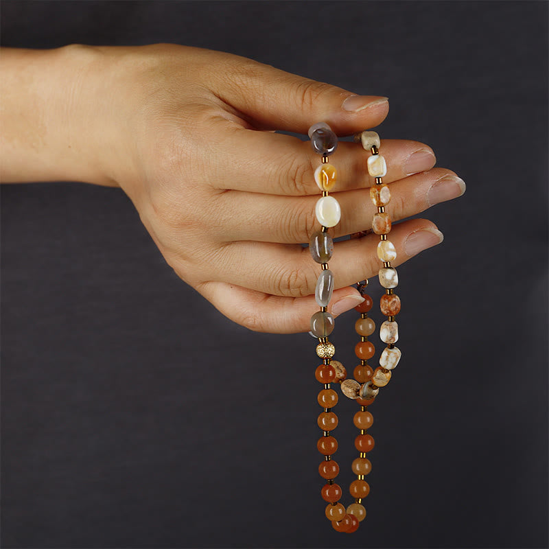 Buddha Stonesボツワナ瑪瑙 レッドアゲート エンペラーストーン クリエイティビティ トリプルラップブレスレット