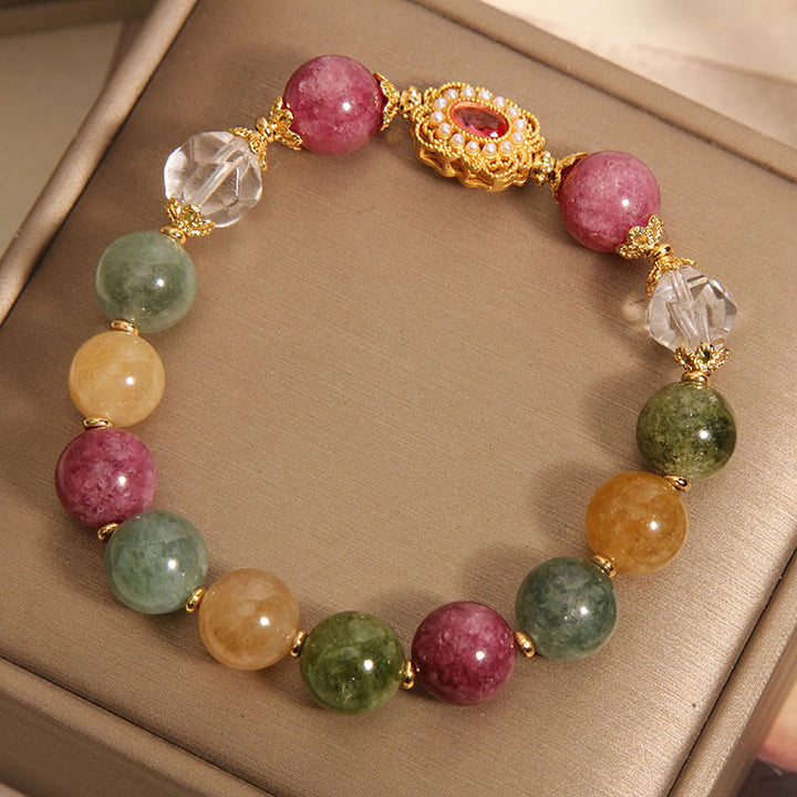 Buddha Stonesトルマリンパール ピンククリスタル ホワイトクリスタル ウィズダムブレスレット