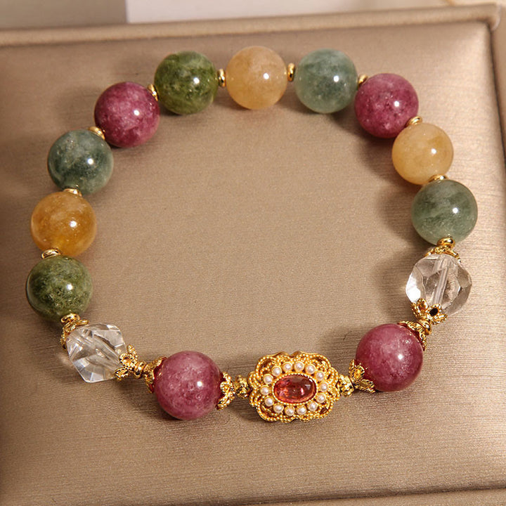 Buddha Stonesトルマリンパール ピンククリスタル ホワイトクリスタル ウィズダムブレスレット - image 5