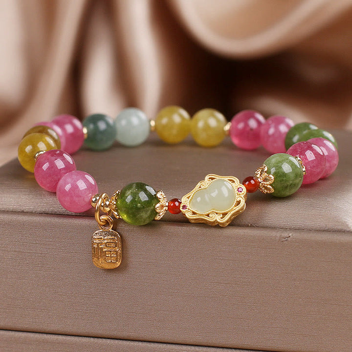 Buddha Stonesトルマリンフーキャラクターラブブレスレット