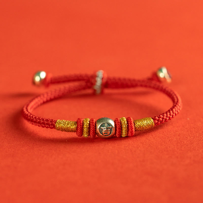 Buddha Stonesの赤い糸の漢字の守護ブレスレット