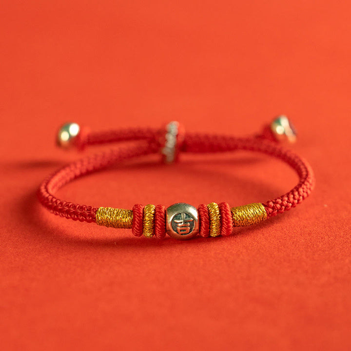 Buddha Stonesの赤い糸の漢字の守護ブレスレット