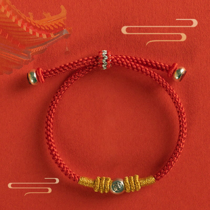 Buddha Stonesの赤い糸の漢字の守護ブレスレット