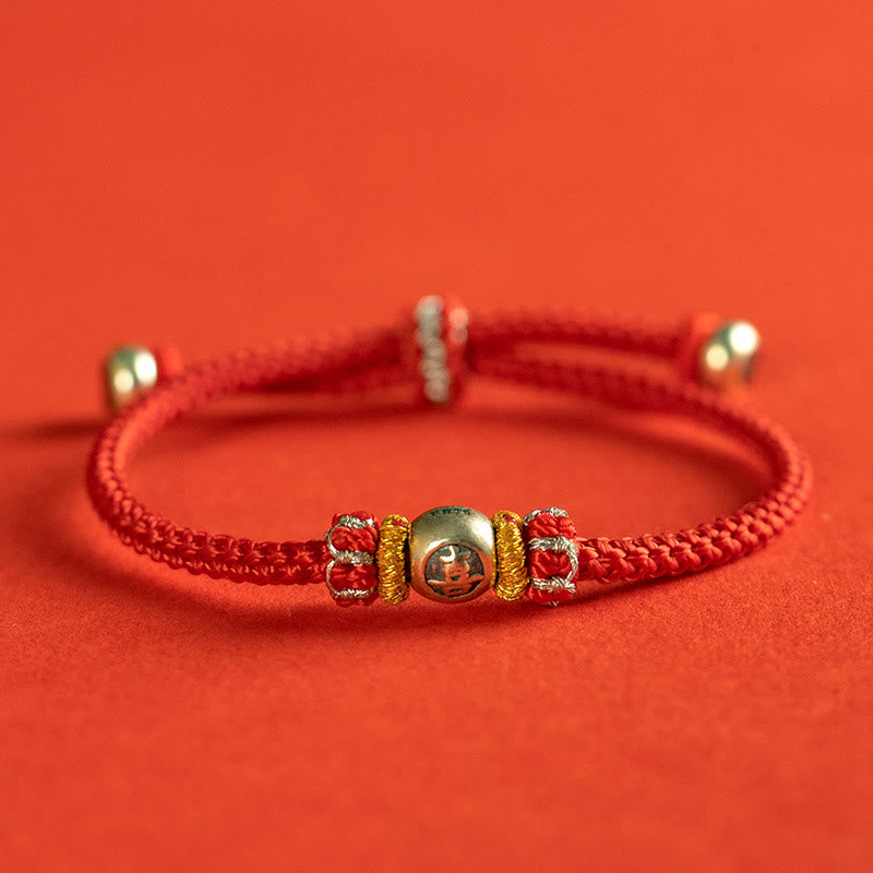Buddha Stonesの赤い糸の漢字の守護ブレスレット