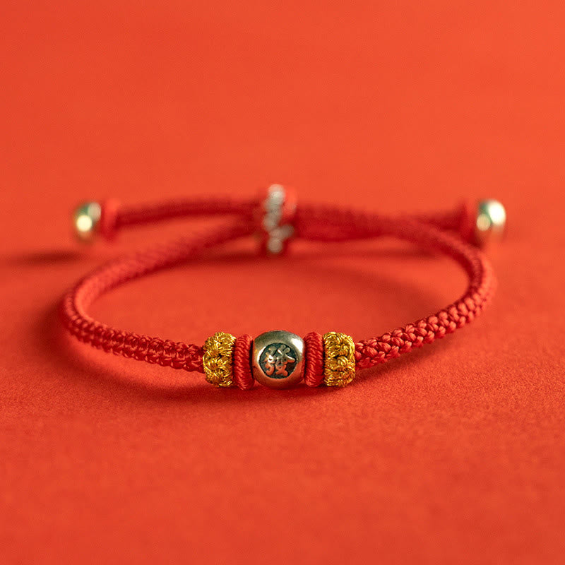 Buddha Stonesの赤い糸の漢字の守護ブレスレット