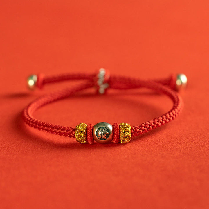 Buddha Stonesの赤い糸の漢字の守護ブレスレット