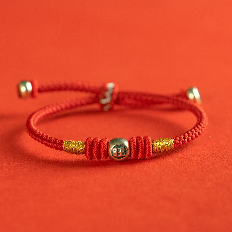 Buddha Stonesの赤い糸の漢字の守護ブレスレット
