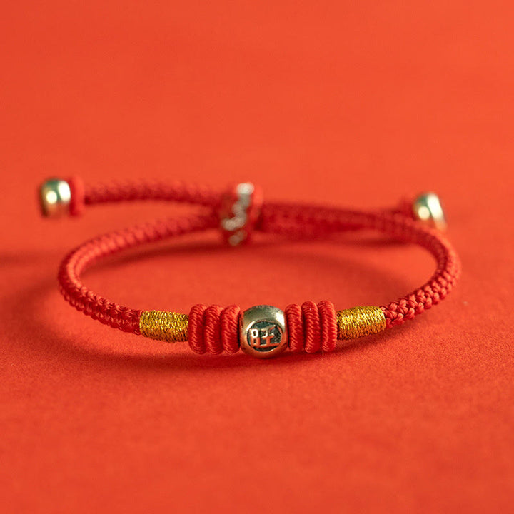 Buddha Stonesの赤い糸の漢字の守護ブレスレット