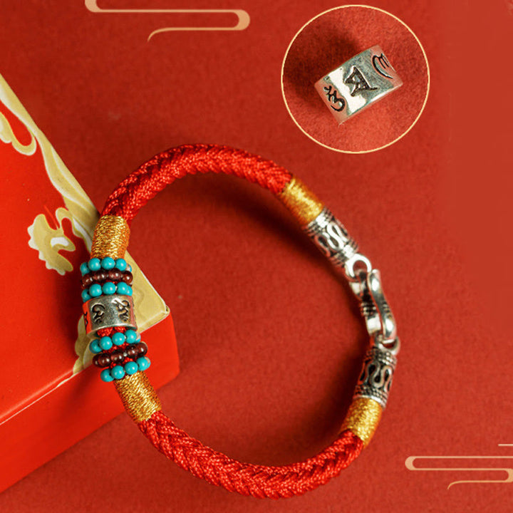 Buddha Stones赤紐と黒い糸 六つの真実の言葉 925スターリングシルバー コネクションブレスレット - image 13