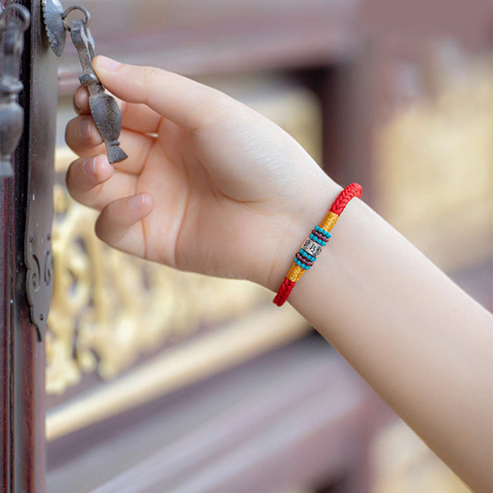 Buddha Stones赤紐と黒い糸 六つの真実の言葉 925スターリングシルバー コネクションブレスレット - image 12