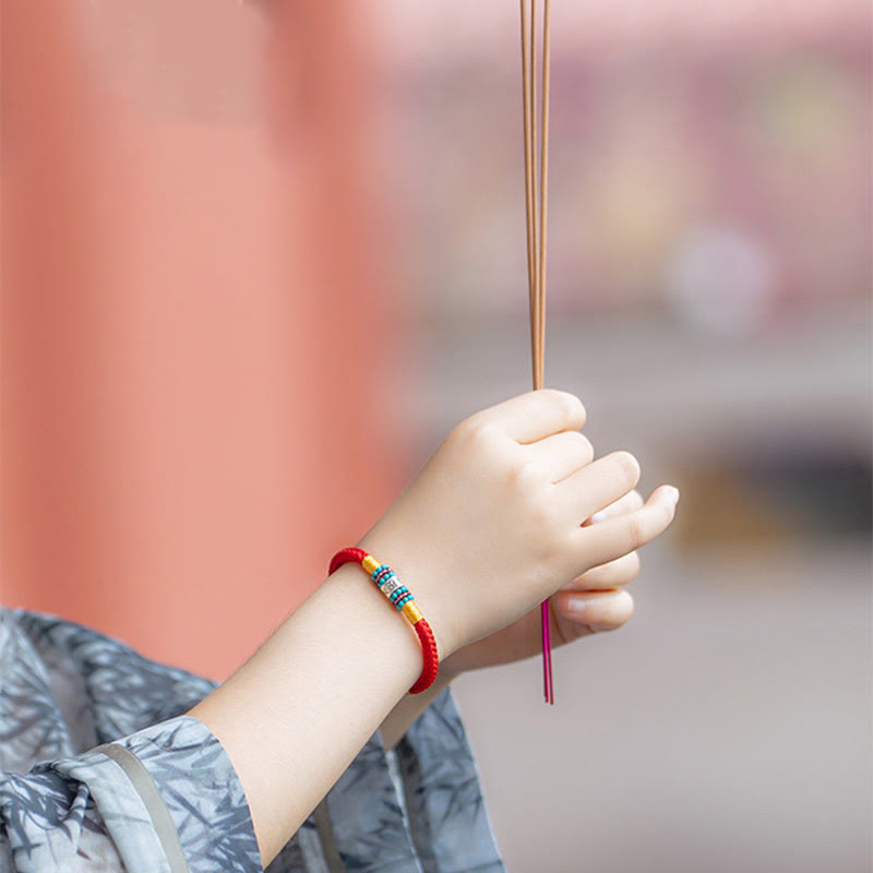 Buddha Stones赤紐と黒い糸 六つの真実の言葉 925スターリングシルバー コネクションブレスレット - image 10