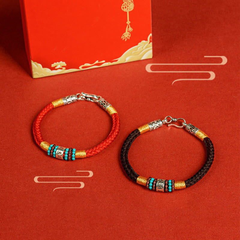 Buddha Stones赤紐と黒い糸 六つの真実の言葉 925スターリングシルバー コネクションブレスレット - image 17