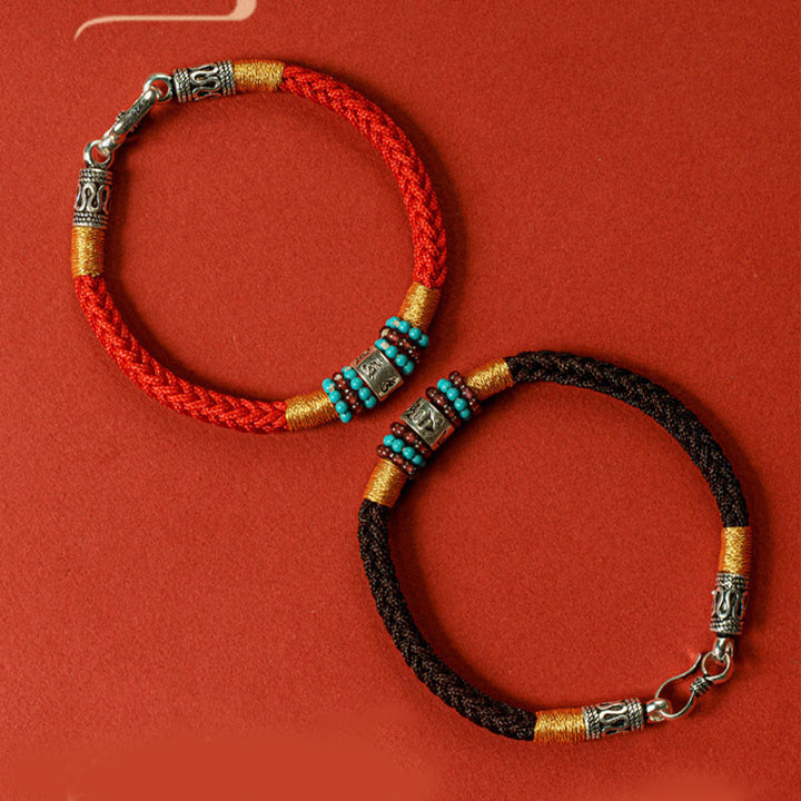 Buddha Stones赤紐と黒い糸 六つの真実の言葉 925スターリングシルバー コネクションブレスレット - image 16