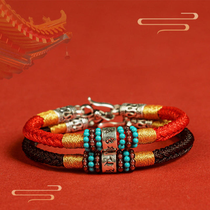 Buddha Stones赤紐と黒い糸 六つの真実の言葉 925スターリングシルバー コネクションブレスレット - image 14