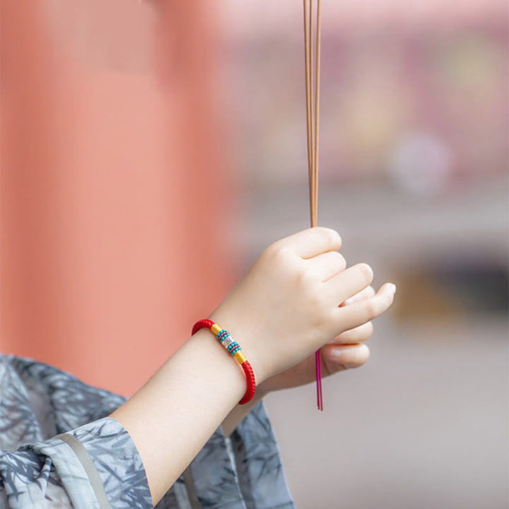 Buddha Stones赤紐と黒い糸 六つの真実の言葉 925スターリングシルバー コネクションブレスレット - image 10