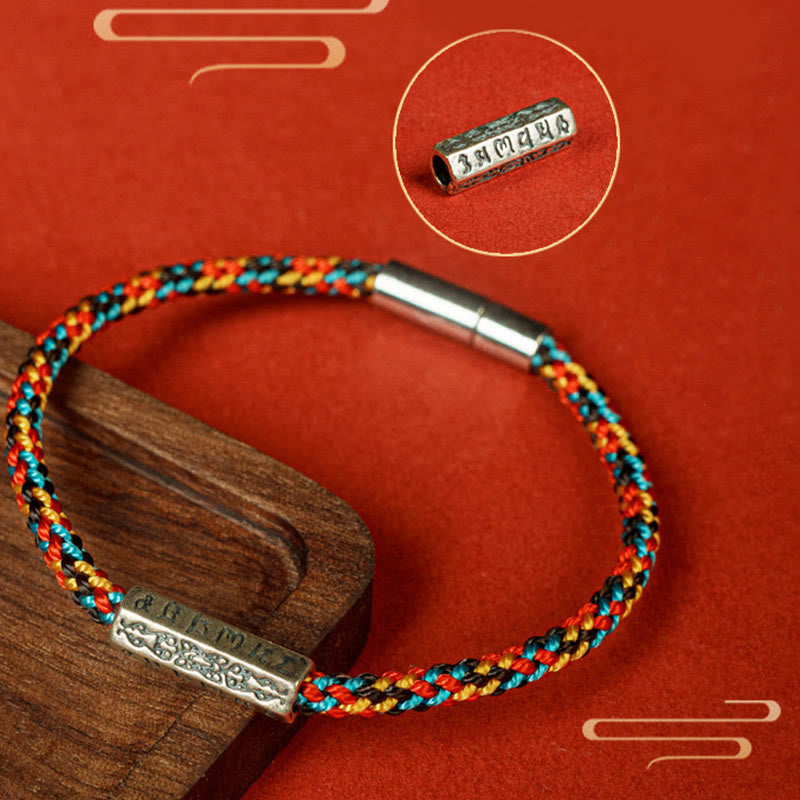 Buddha Stones赤紐と黒い糸 六つの真実の言葉 925スターリングシルバー幸運ブレスレット - image 12