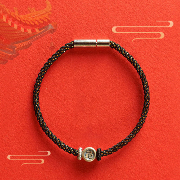 Buddha Stones 編み紐×925スターリングシルバー 福モチーフ 信仰 お守り 開運 パワーストーン ブレスレット