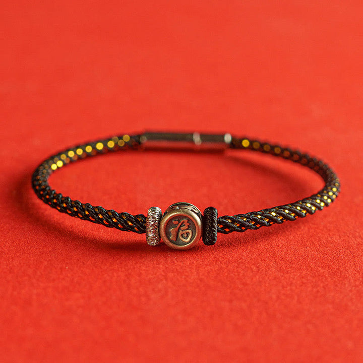 Buddha Stones 編み紐×925スターリングシルバー 福モチーフ 信仰 お守り 開運 パワーストーン ブレスレット
