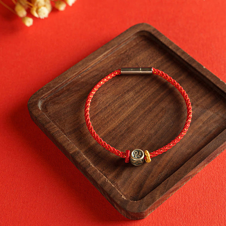 Buddha Stones 編み紐×925スターリングシルバー 福モチーフ 信仰 お守り 開運 パワーストーン ブレスレット
