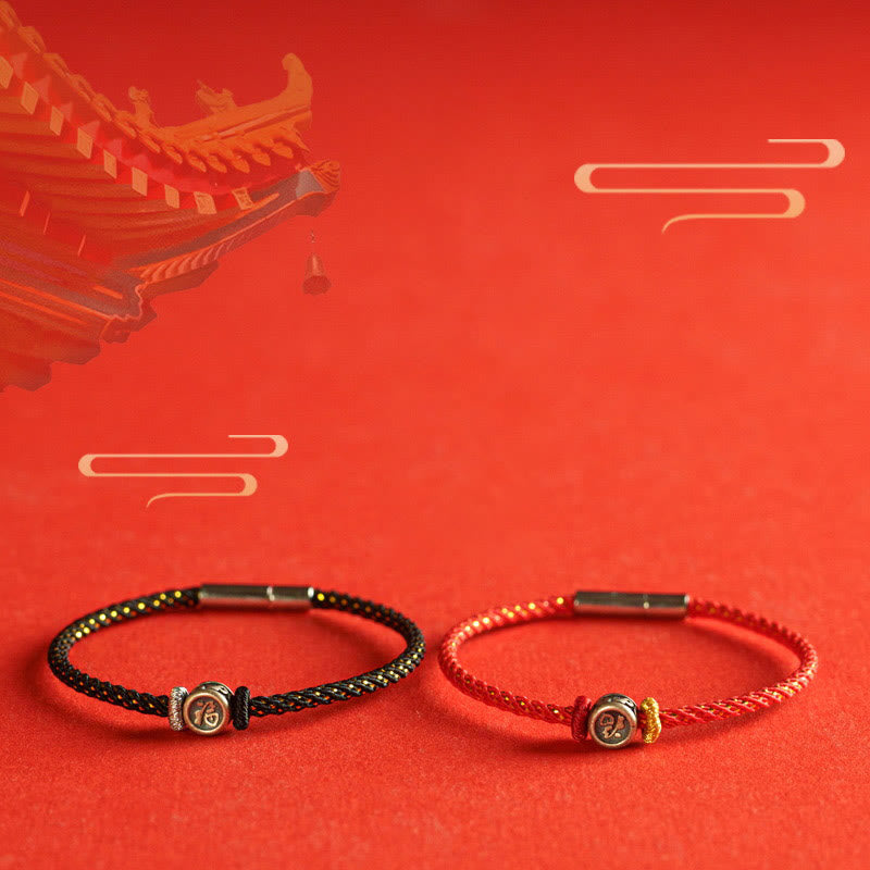 Buddha Stones 編み紐×925スターリングシルバー 福モチーフ 信仰 お守り 開運 パワーストーン ブレスレット