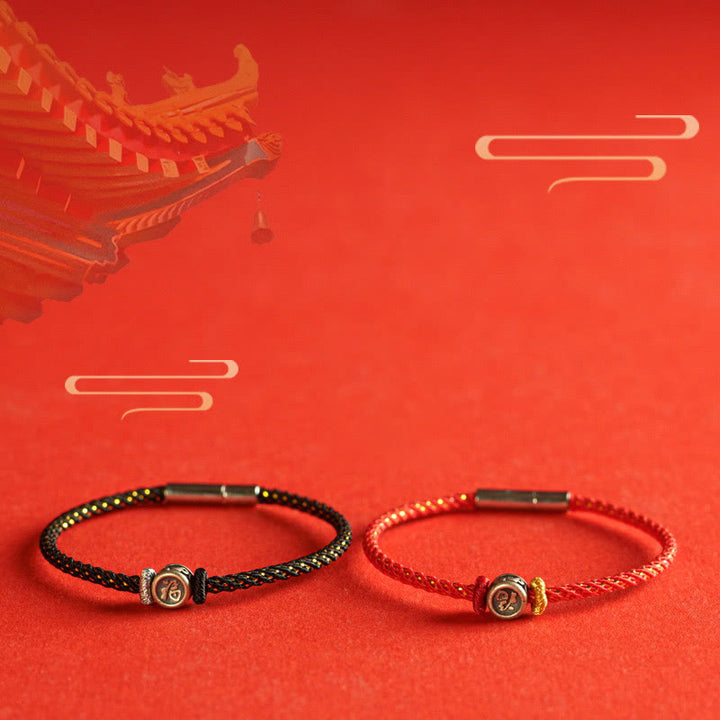 Buddha Stones 編み紐×925スターリングシルバー 福モチーフ 信仰 お守り 開運 パワーストーン ブレスレット