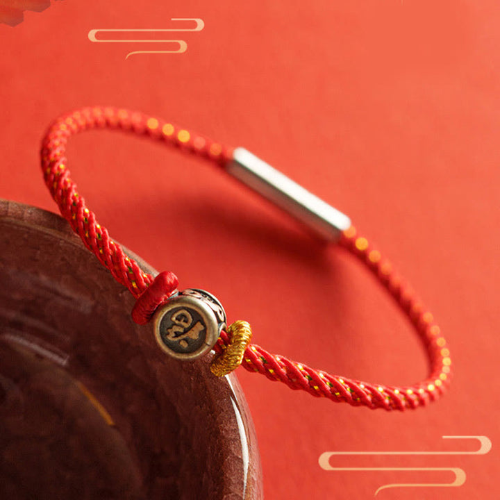 Buddha Stones 編み紐×925スターリングシルバー 福モチーフ 信仰 お守り 開運 パワーストーン ブレスレット